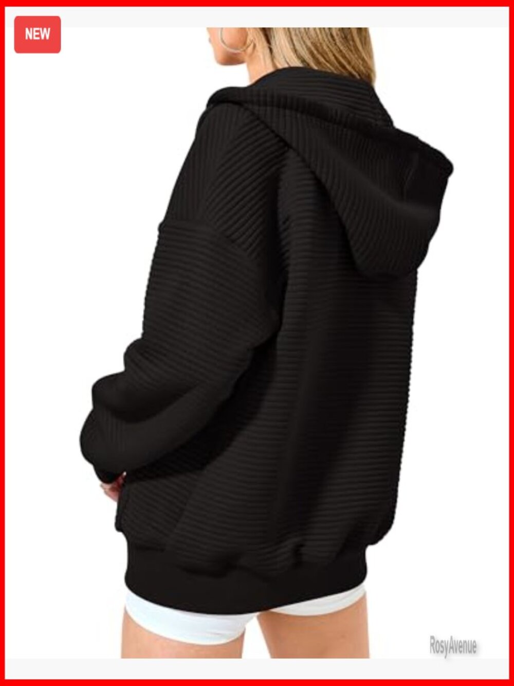 Oversized Zip Up Hoodie Long Sleeve Sweatshirt Fall Fashion Jacket - Picture 2 of 7